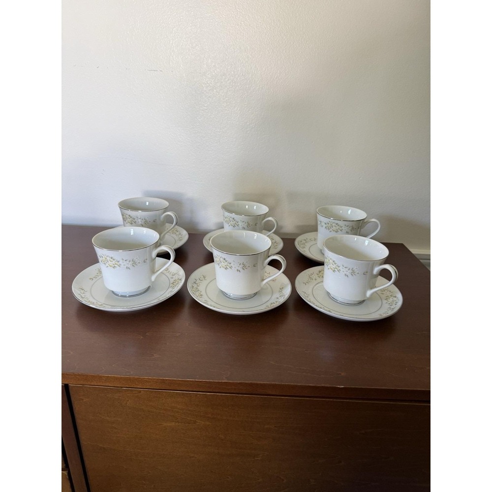 Vintage "Lady Carolyn" Crown Victoria Cup and Saucer Set of 6 Fine China Japan